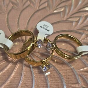 Gold Stainless Steel Ring and Earring Set